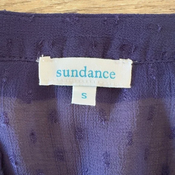 Sundance Silk Chiffon‎ Swiss Dot Pintuck Lace Top-Long Sleeve-Navy-Size Small - Picture 3 of 12